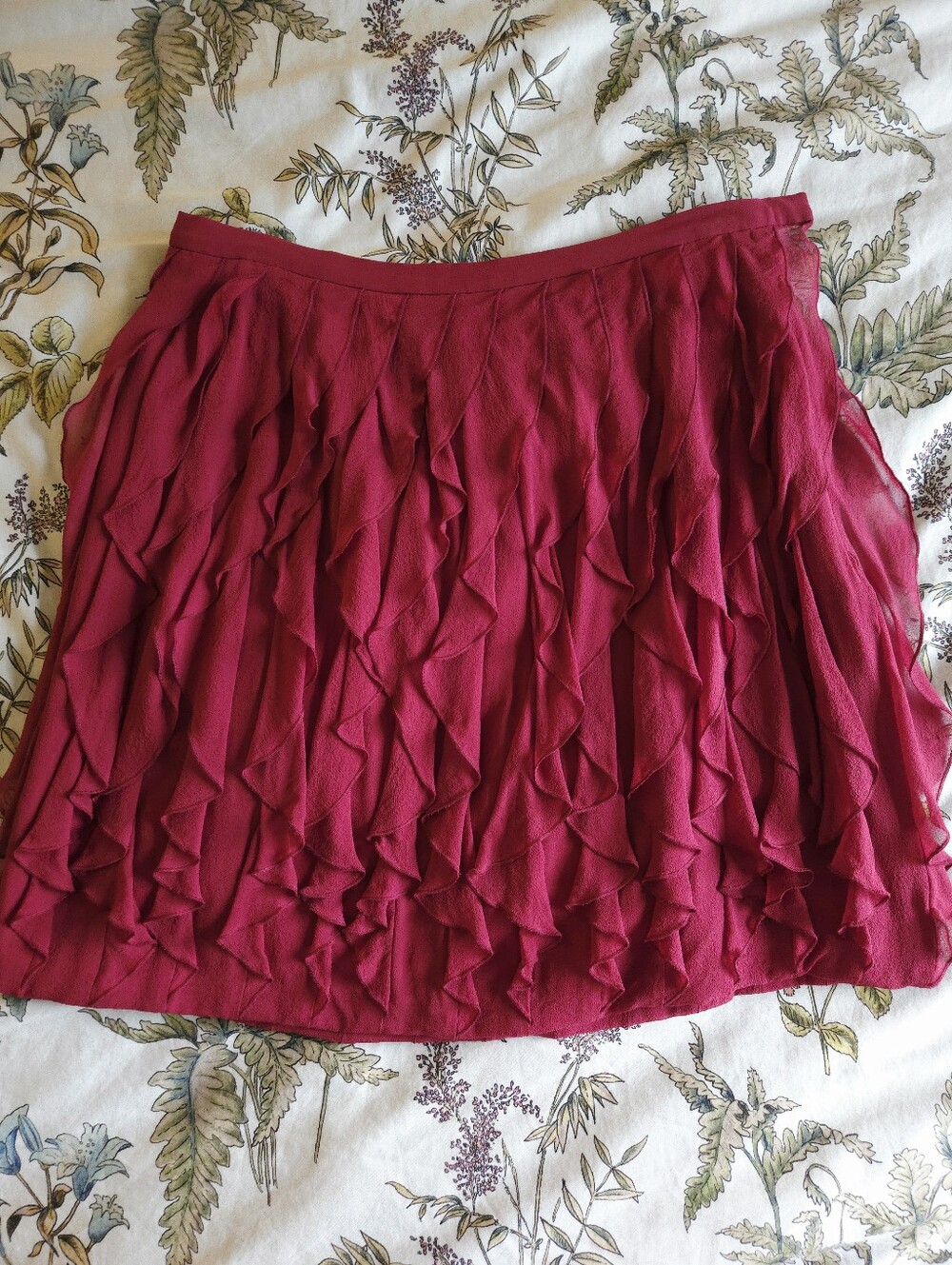Club Monaco Raspberry Ruffled Mini Skirt